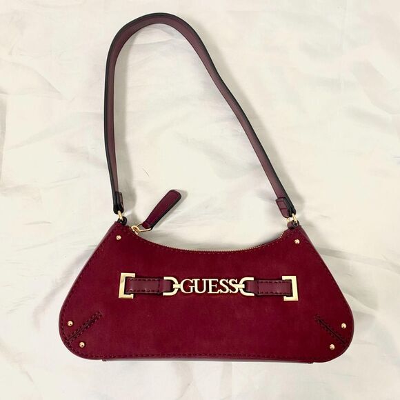 Guess Handbags - Guess Malva hobo bag Early 2000's Style Mini Shoulder Bag Burgundy Red Gold
